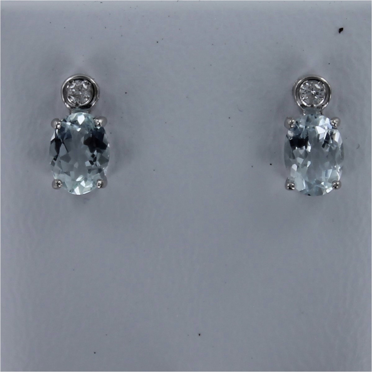 PENDIENTES AGUAMARINA Y BRILLANTES ORO BLANCO